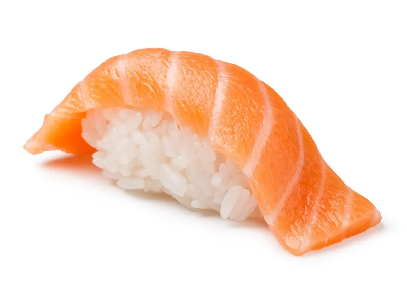 Salmon nigiri sushi with fresh salmon slice at Umami Sushi & Ramen Bar, a Japanese Restaurant in Georgetown